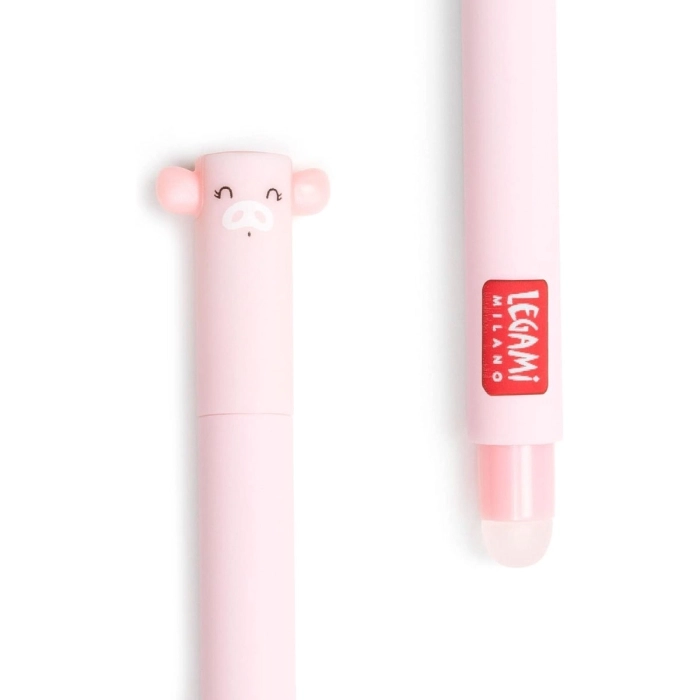penna gel cancellabile maialino - inchiostro rosa ricaricabile