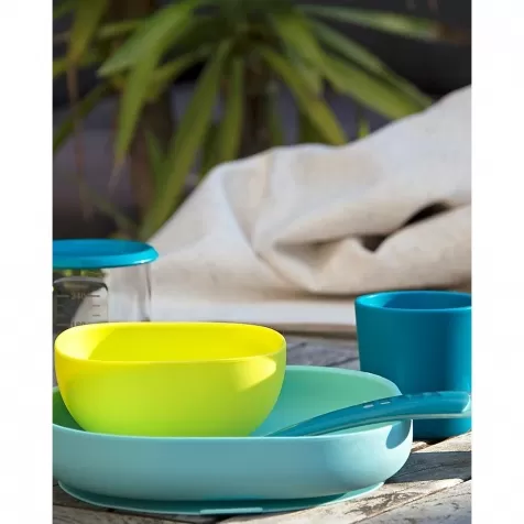 set completo per pappa - 4 pezzi - silicone - blu