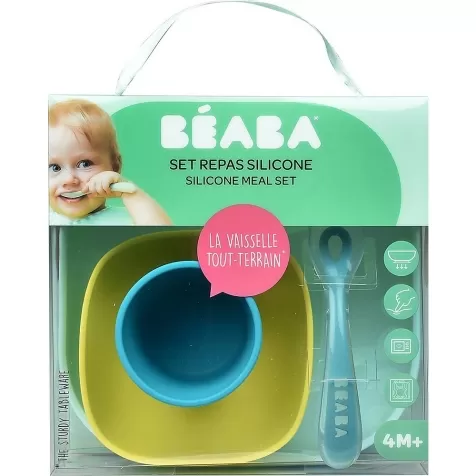 set completo per pappa - 4 pezzi - silicone - blu