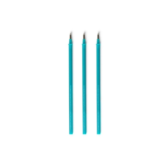 set di 3 ricariche per penne gel cancellabili - colore turchese
