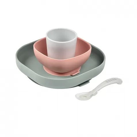 set completo per pappa - 4 pezzi - silicone - eucalipto