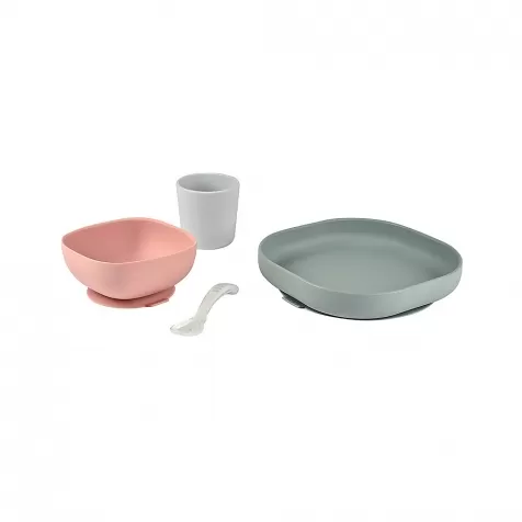 set completo per pappa - 4 pezzi - silicone - eucalipto