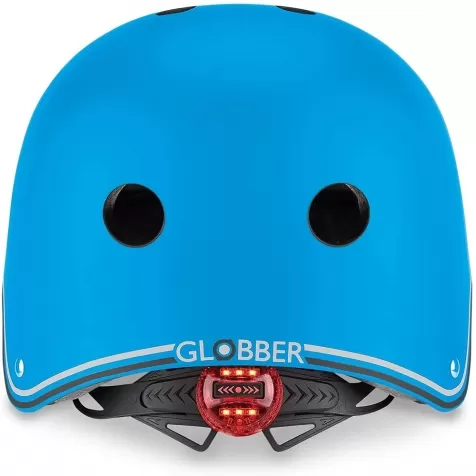 globber - caschetto primo light con luci xs/s (48-53cm) - blu cielo