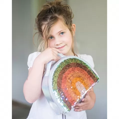 borsa pranzo termica, arcobaleno glitter - grigio