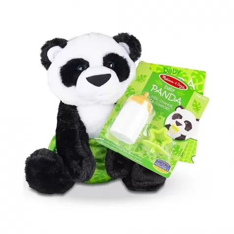 peluche baby panda - alto 28 cm - con ciuccio + biberon