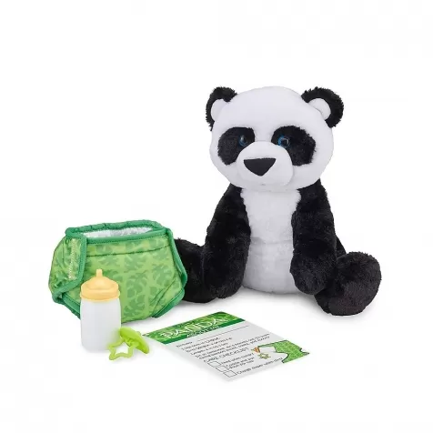 peluche baby panda - alto 28 cm - con ciuccio + biberon