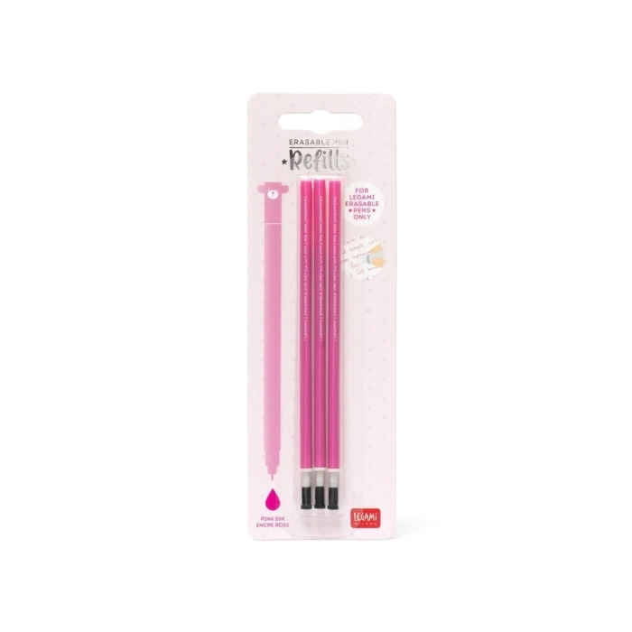 set di 3 ricariche per penne gel cancellabili - colore rosa