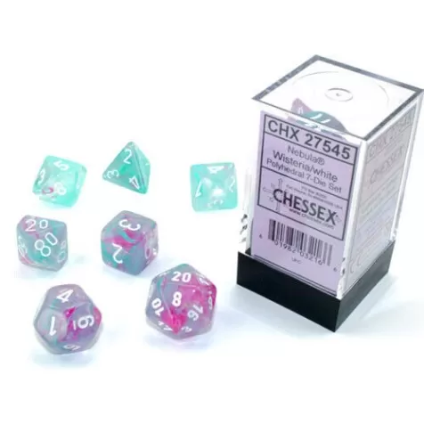 nebula lilla/bianco - set di 7 dadi poliedrici