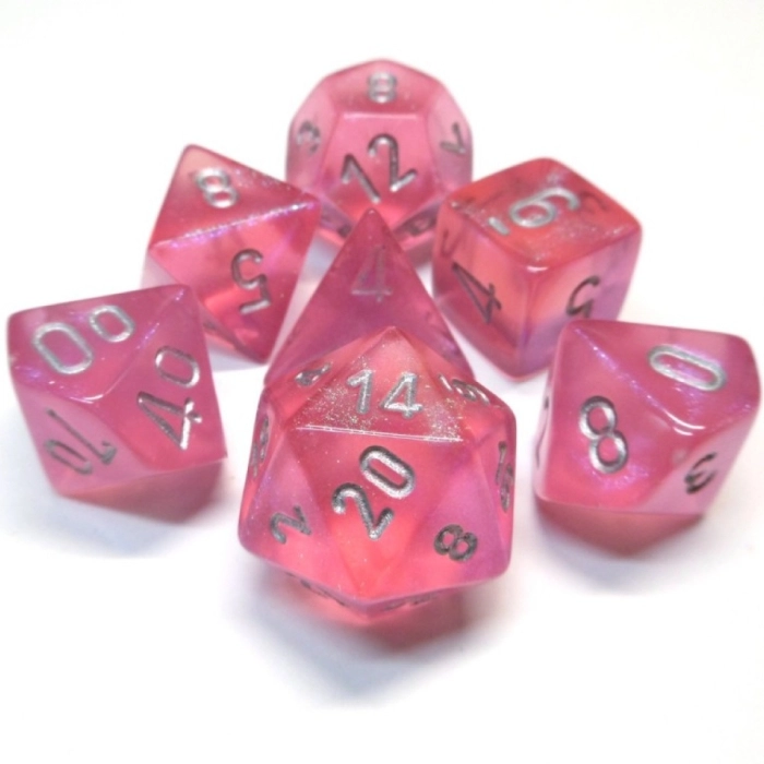 borealis rosa/argento - set di 7 dadi poliedrici