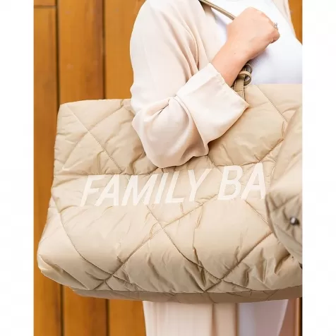 family bag trapuntata - borsa weekend - 55 x 18 x 40 cm - beige