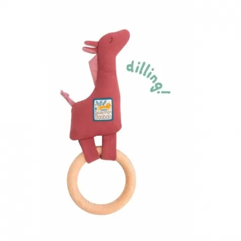 anello sonaglio in legno con giraffa rossa