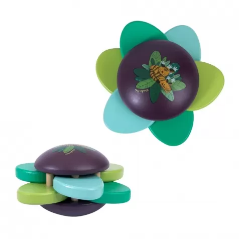 sonaglio in legno verde a forma di fiore