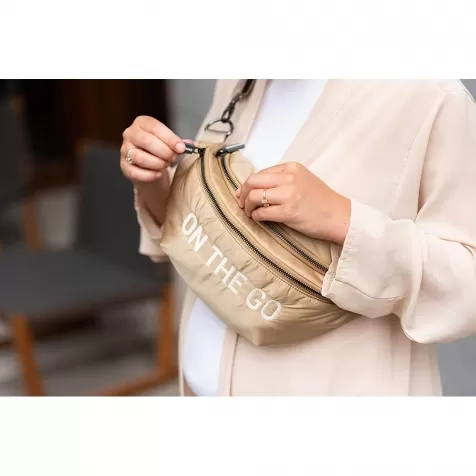 borsa marsupio trapuntata - banana bag on the go - 34 x 12 x 16 cm - beige