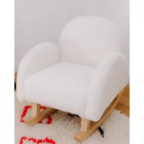sedia a dondolo bianca in tessuto teddy - per bambini