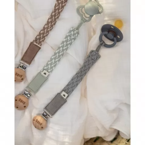 reggiciuccio universale paci braid - grigio nuvola e ferro - 100% cotone biologico