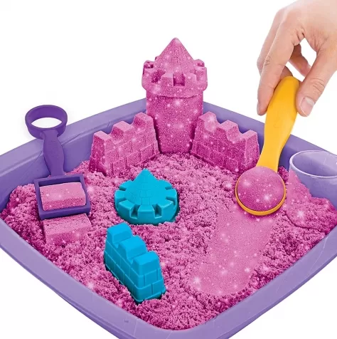 kinetic sand - castelli di sabbia - sabbia scintillante rosa 454g