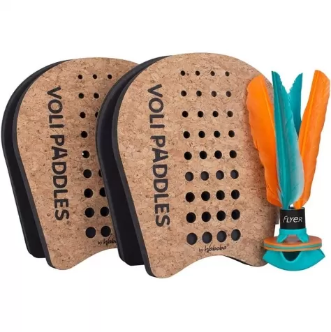 paddle set con due guanti e un flyer