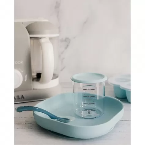 piatto con ventosa - silicone - blu