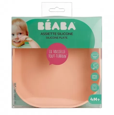 piatto con ventosa - silicone - rosa