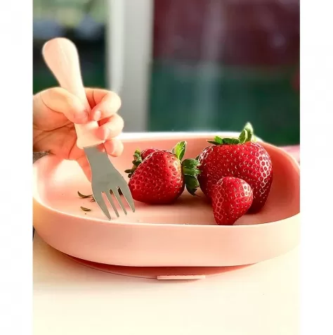 piatto con ventosa - silicone - rosa
