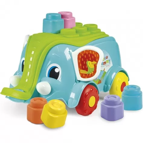 clemmy - carrettino elefantino con costruzioni morbide