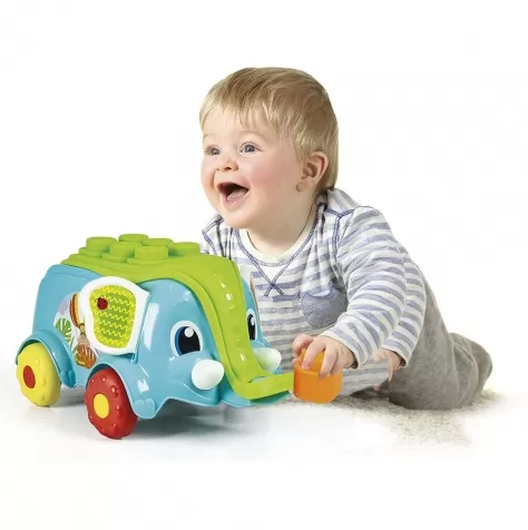 clemmy - carrettino elefantino con costruzioni morbide