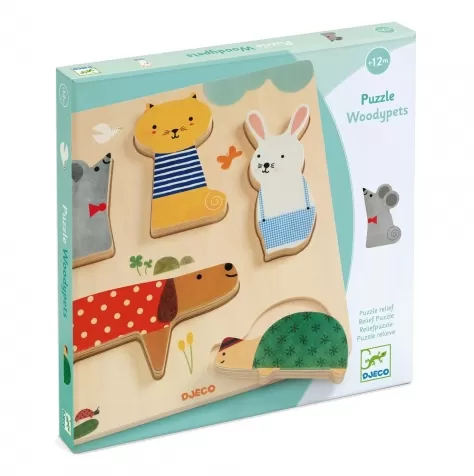 woodypets - puzzle con forme in legno animali