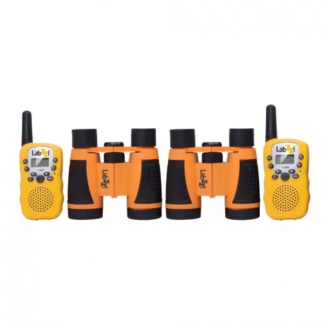 levenhuk labzz - set con 2 walkie talkie e 2 binocoli arancioni wtt10