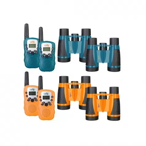 levenhuk labzz - set con 2 walkie talkie e 2 binocoli arancioni wtt10