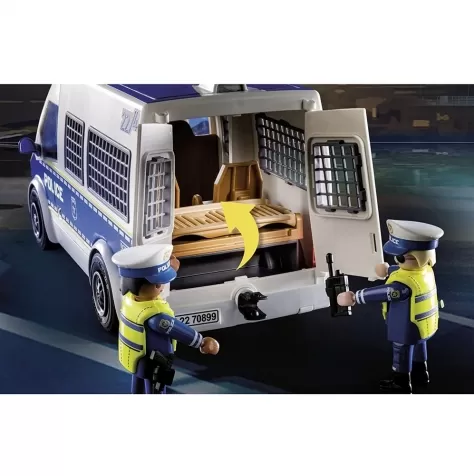furgone della polizia con luci e suoni