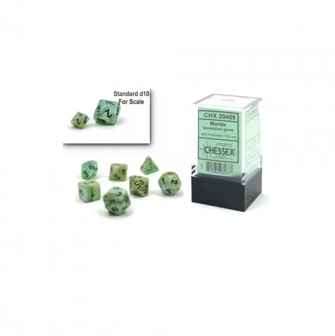 mini marble verde/verde scuro - set di 7 dadi poliedrici