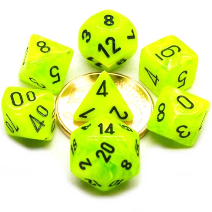 mini vortex verde/nero - set di 7 dadi poliedrici