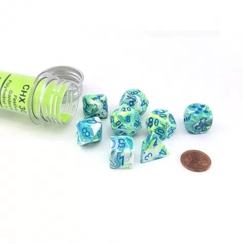 festive verde/blu - set di 7 dadi poliedrici