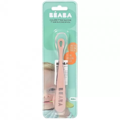 cucchiaio ergonomico prime pappe - silicone - rosa - maneggevole per gli adulti e delicato per i bambini: 2