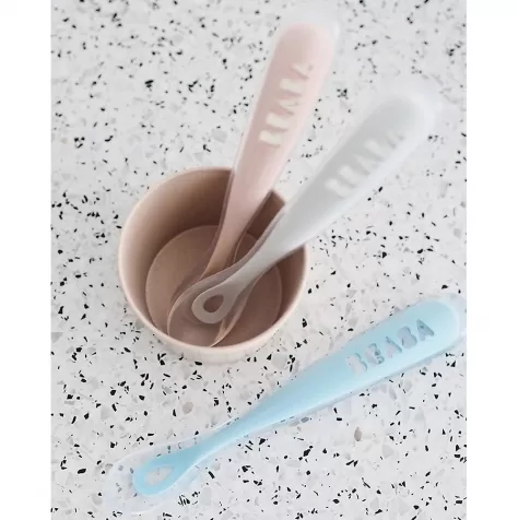cucchiaio ergonomico prime pappe - silicone - rosa - maneggevole per gli adulti e delicato per i bambini: 3