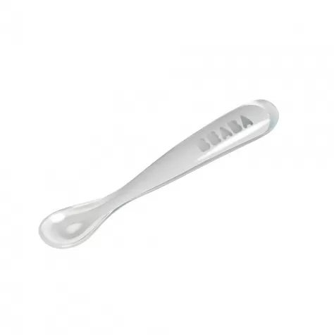 cucchiaio ergonomico prime pappe - silicone - grigio - maneggevole per gli adulti e delicato per i bambini