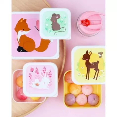 A LITTLE LOVELY COMPANY Set Di Contenitori Porta Pranzo E Porta Merenda -  Amici Della Foresta a 12,99 €