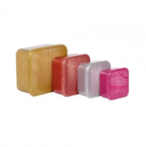 set di contenitori porta pranzo e porta merenda - glitter rosa e oro: 2