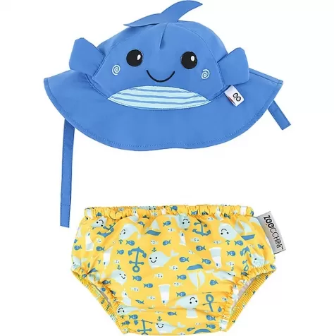 set baby costumino contenitivo + cappellino - balena - upf 50+ - 6-12 mesi