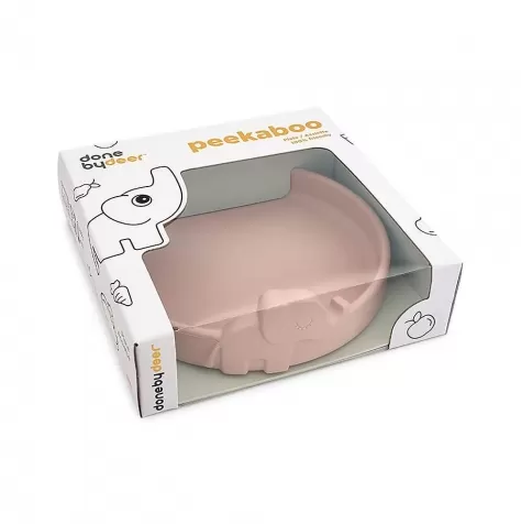 piatto anti-scivolo in silicone alimentare -peekaboo-elphee - rosa cipria: 1