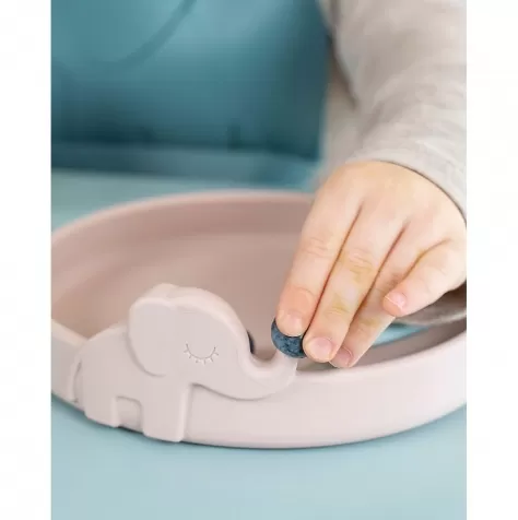 piatto anti-scivolo in silicone alimentare -peekaboo-elphee - rosa cipria: 3