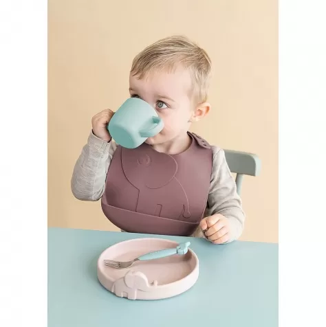 piatto anti-scivolo in silicone alimentare -peekaboo-elphee - rosa cipria: 4