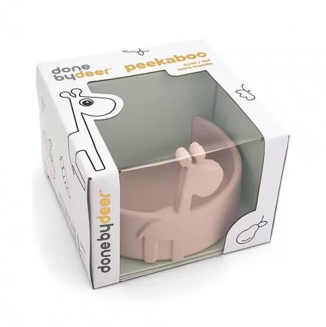 piatto anti-scivolo in silicone alimentare - peekaboo - raffi - rosa cipria