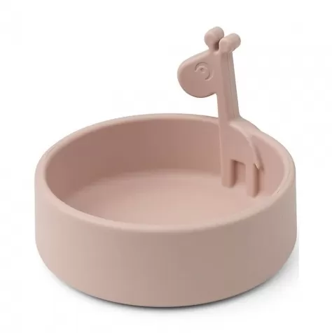 piatto anti-scivolo in silicone alimentare - peekaboo - raffi - rosa cipria