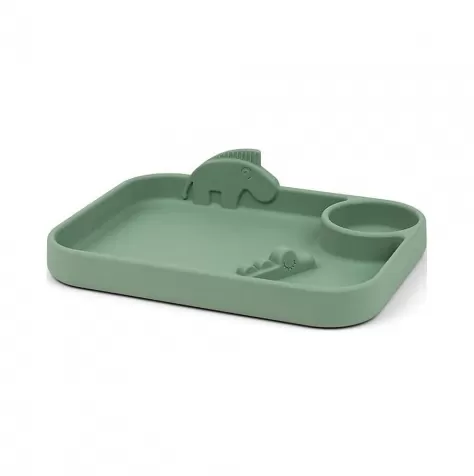 piatto a scomparti peekaboo - croco e zeebe - verde - 100% silicone alimentare