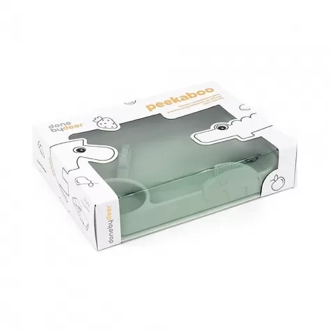 piatto a scomparti peekaboo - croco e zeebe - verde - 100% silicone alimentare