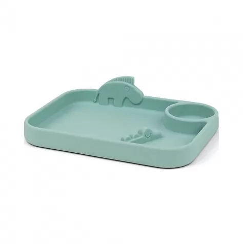 piatto a scomparti peekaboo - croco e zeebe - azzurro - 100% silicone alimentare