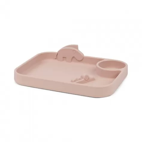 piatto a scomparti peekaboo - croco e zeebe - rosa cipria - 100% silicone alimentare: 1