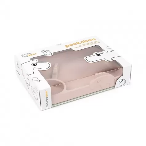piatto a scomparti peekaboo - croco e zeebe - rosa cipria - 100% silicone alimentare: 2