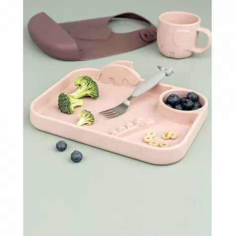 piatto a scomparti peekaboo - croco e zeebe - rosa cipria - 100% silicone alimentare: 3